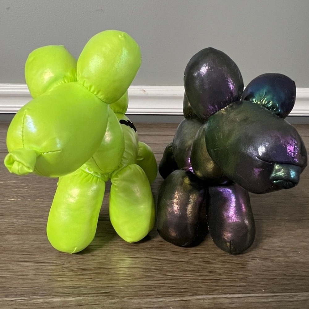 MTY International Halloween Balloon Animal Plush Set Neon Green Bat Iridescent
